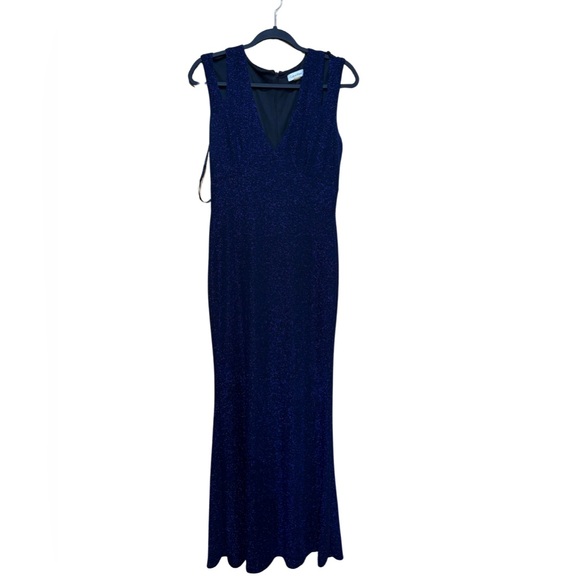 Calvin Klein Sparkle Black Blue Sleeveless Evening Gown Size 8 - Picture 1 of 11